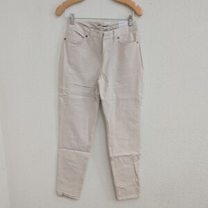 Beige Straight-Leg Pants